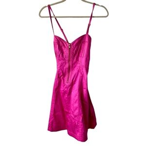 French Connection Pink Satin Sweetheart Fit & Flare Strap Dress. Size 12